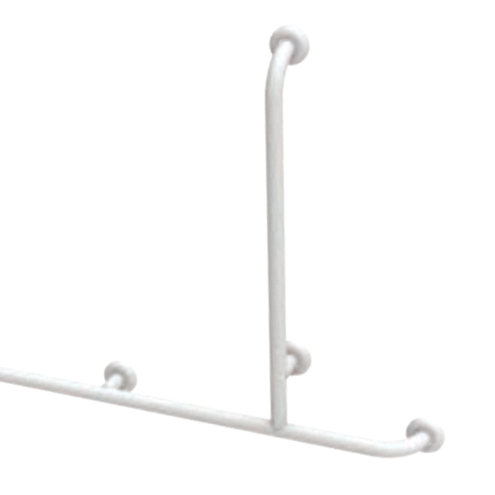 Angolare cm70x150x70h con verticale laterale in acciaio inox rivestito in nylon, bianco