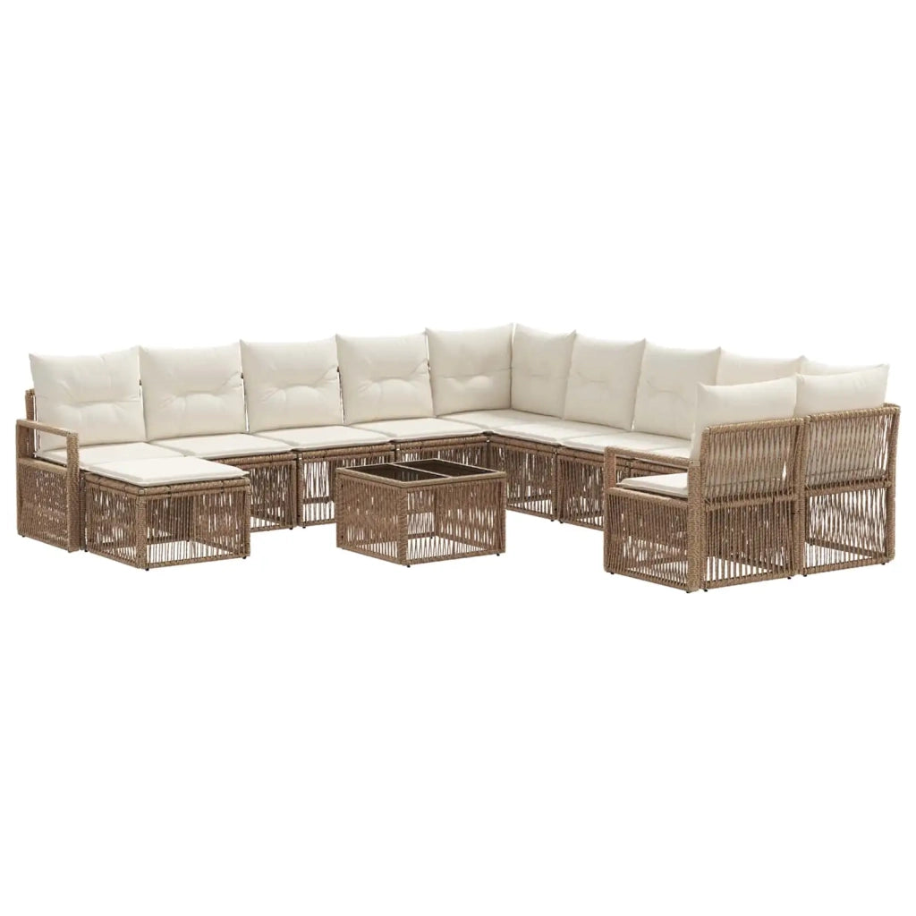 Set Divano da Giardino 12 pcs Beige polyrattan