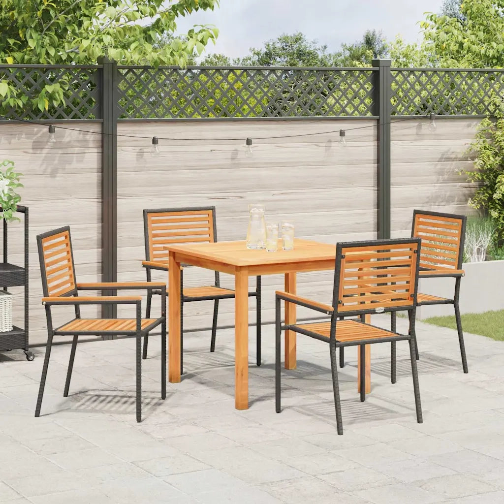 Set da Pranzo per Giardino 5 pcs Nero Legno di Acacia Massello 3365514