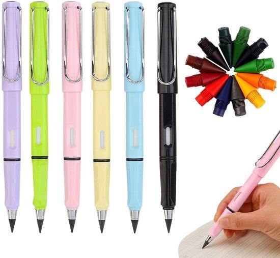 Set di matite in grafite ricaricabili 18 pezzi - punte ricambiabili - inchiostro non presente - ecocompatibile - lavabile - adatto per studenti e artisti - matita a sfera inchiostro non presente