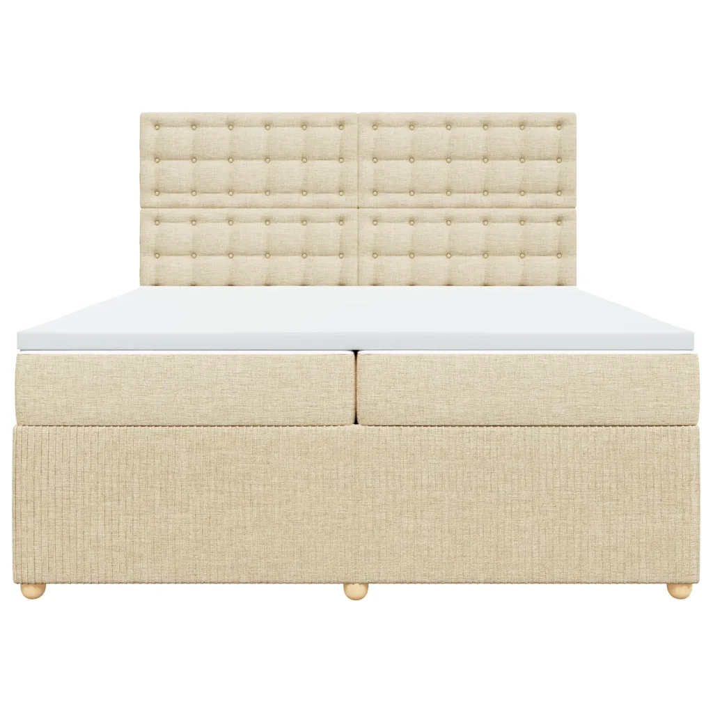Giroletto a Molle con Materasso Crema 200x200 cm in Tessuto 3294482