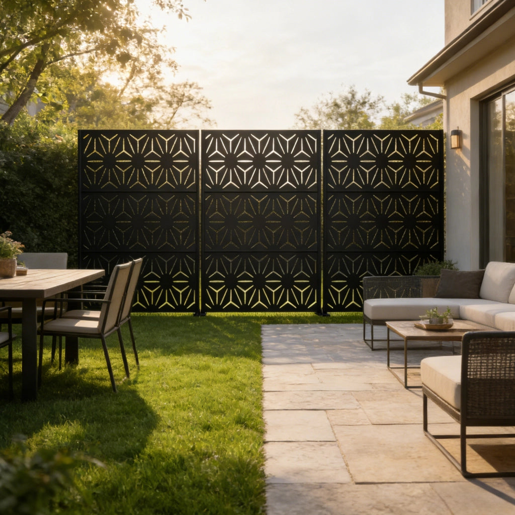 Pannello Divisorio Kilsturd in Acciaio Zincato con Motivo Decorativo 180x120 cm - Nero casa.pro