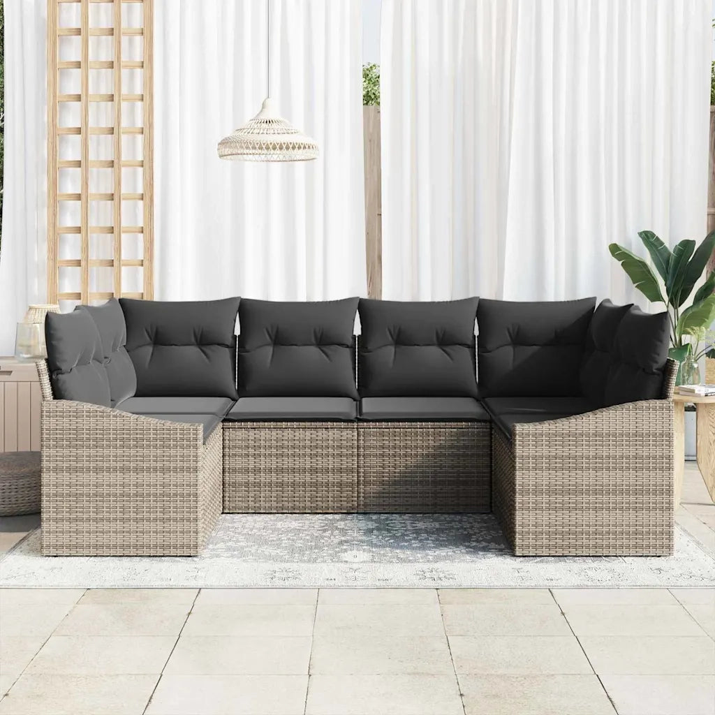 Set di divani con cuscino 6 pcs Grigio polyrattan