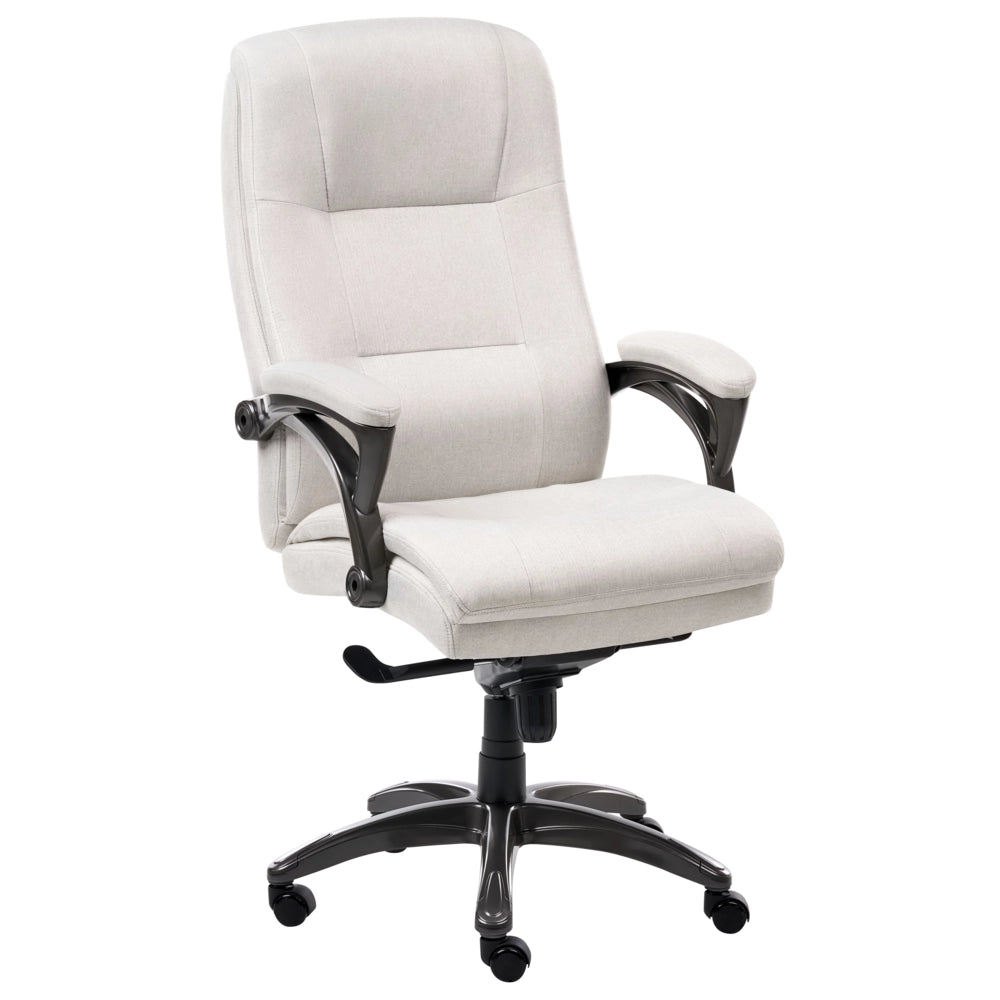 Sedia direzionale da ufficio Imbottitura spessa Lino beige chiaro Regolazione dell'altezza del sedile Imbottitura girevole