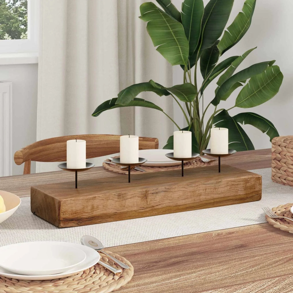 Candelabro Naturale 50 x 15 x 10 cm Legno massello di teak 42012364