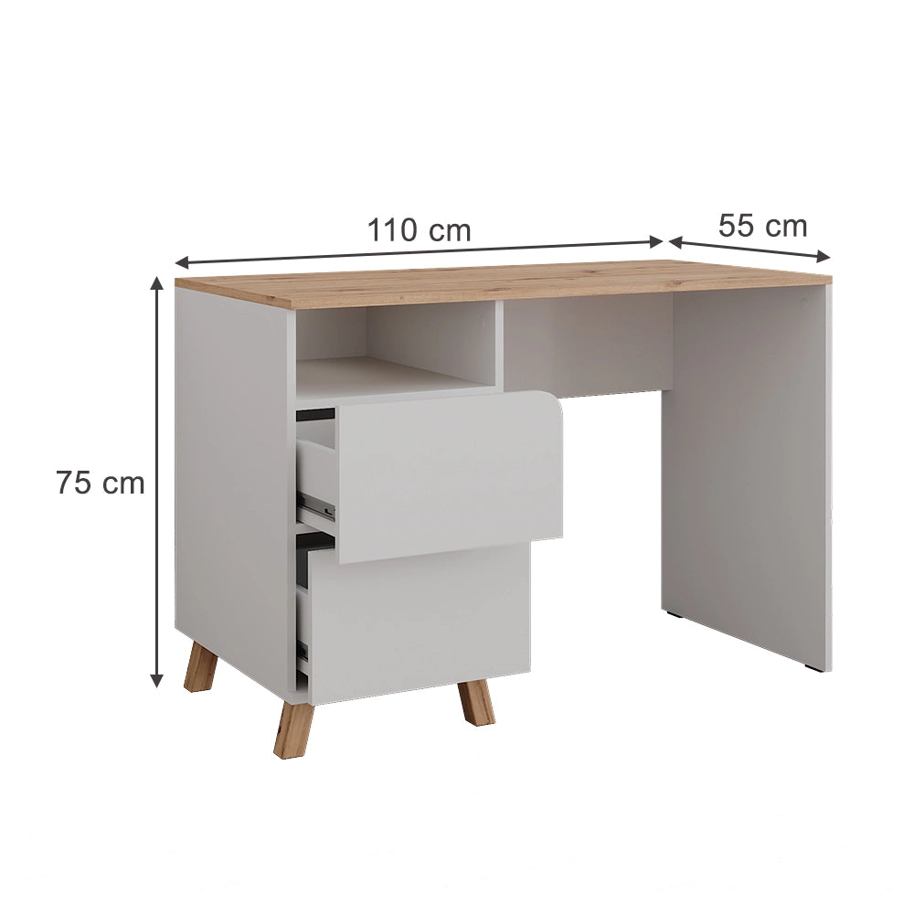 Vicco Tavolo da toeletta Bianco/Artisan 110 cm con cassetti