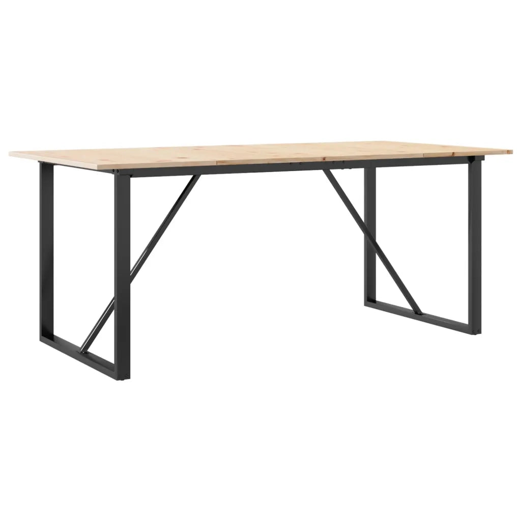 Tavolo da Pranzo | Tavolo da cucina Telaio a O 180x90x75 cm Legno Pino e Acciaio
