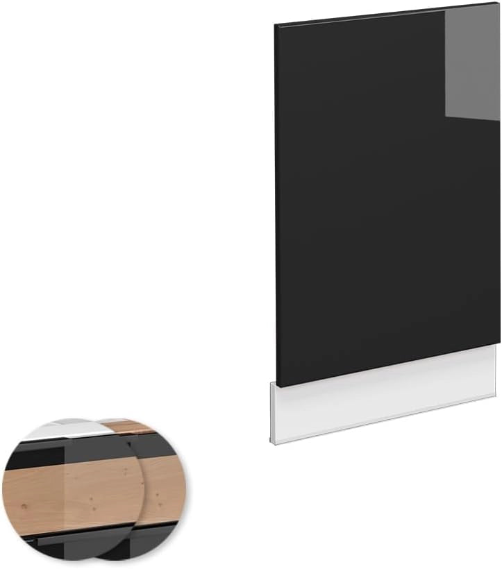 Pannello frontale Fame-Line, Rovere nero lucido, 45 cm, PL Antracite, per la combinazione con altri moduli della serie Fame-Line