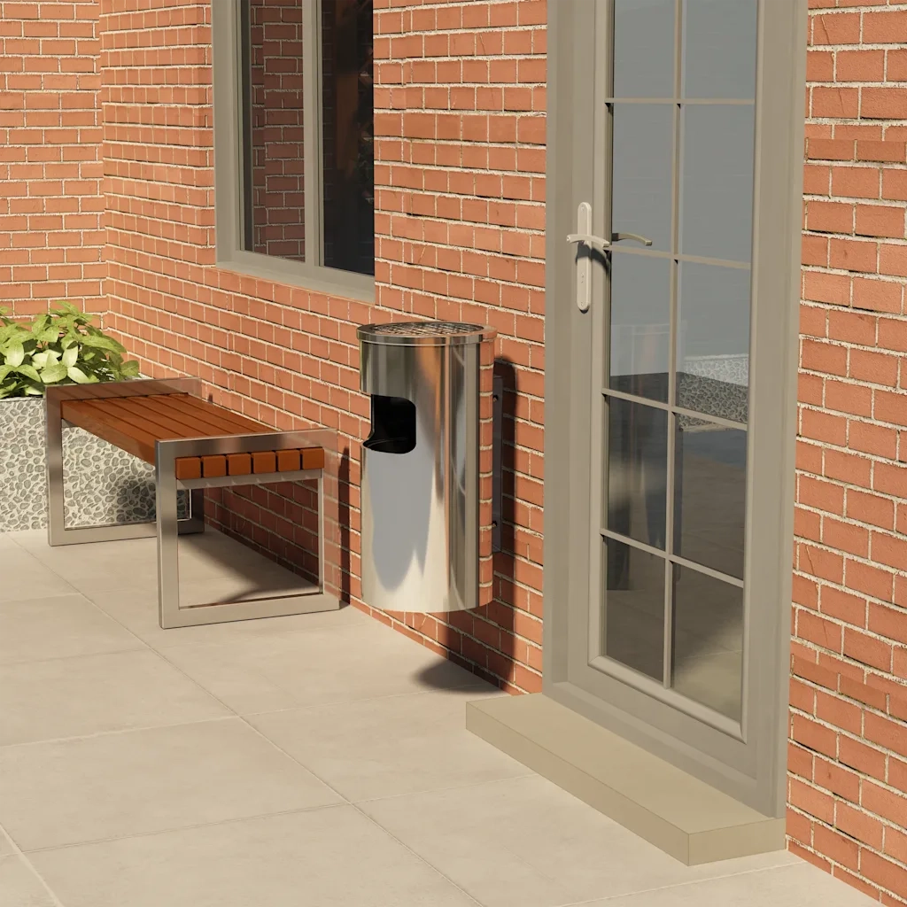 Pattumiera con Posacenere da Parete Acciaio Inox 26 L CFW5220046