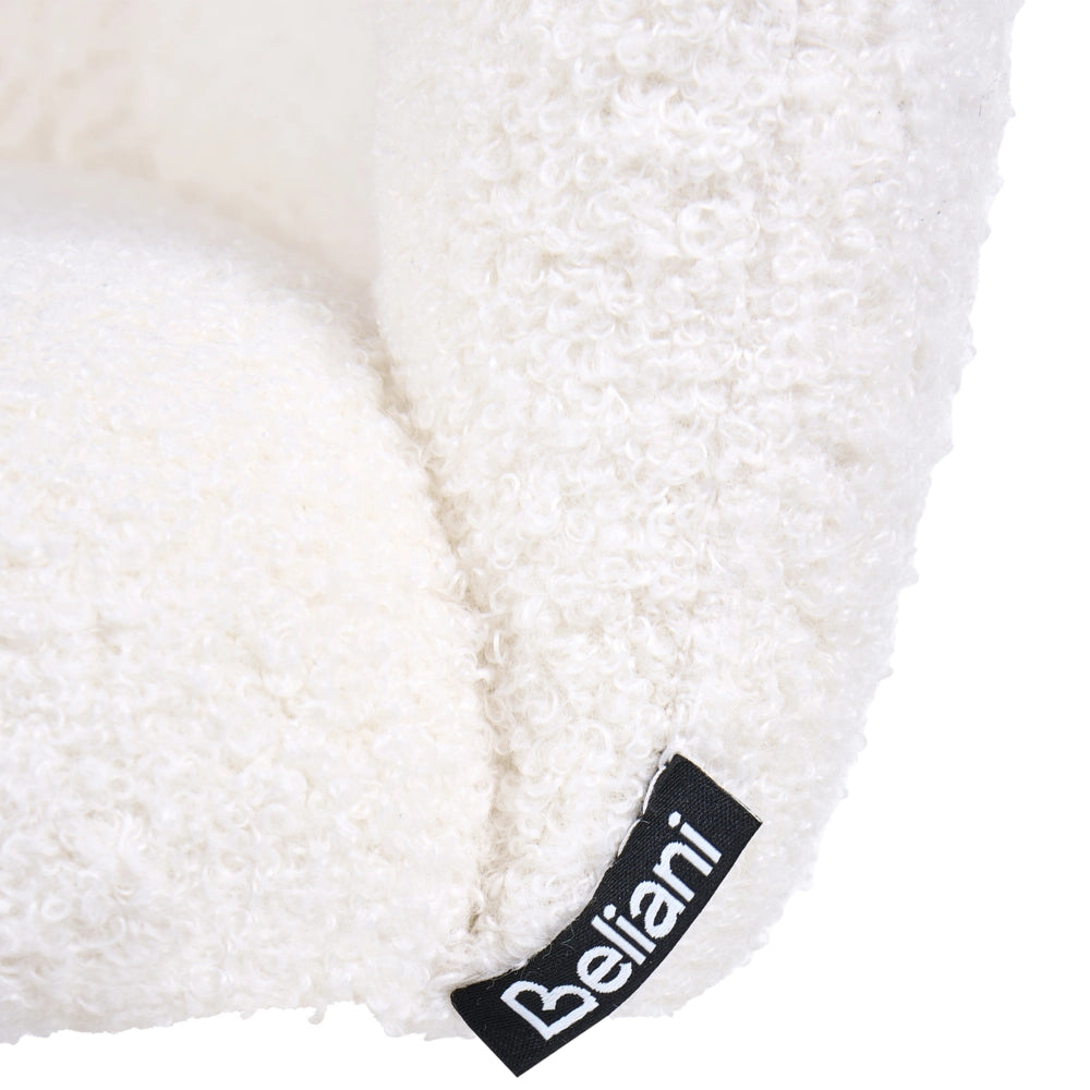 Sedia da Ufficio Girevole in Bouclé Bianco con Altezza Regolabile
