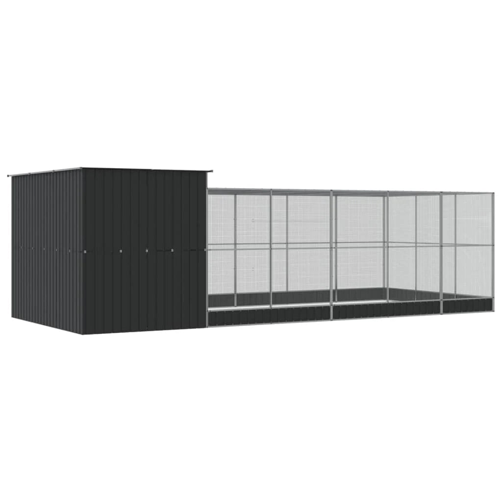 Voliera a gabbia con estensione in argento 704 x 303 x 216 cm acciaio argento 02_0045661