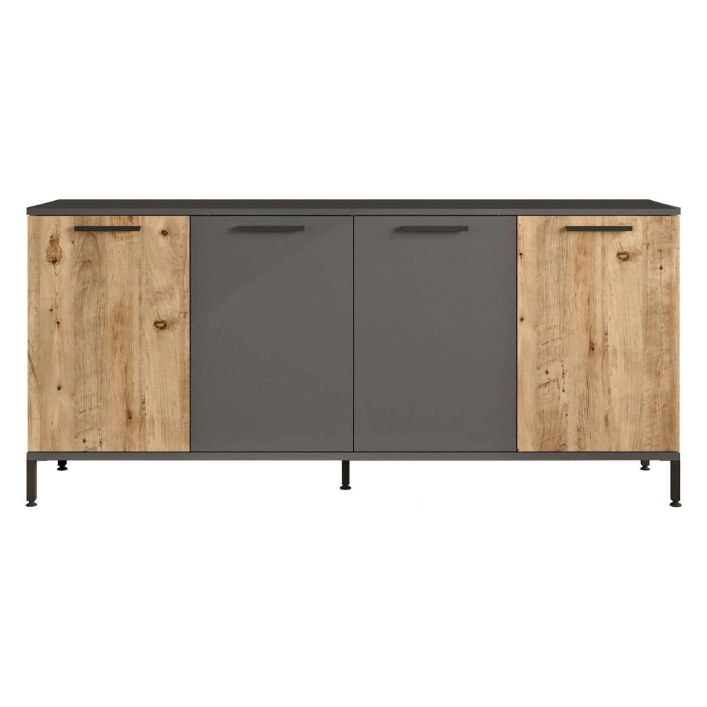 Madia Bratislava, Credenza 2 Ripiani, 160x40x72h cm Marrone Quercia