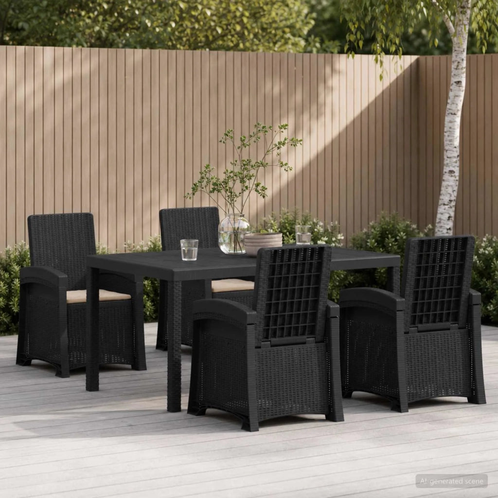 Set da Pranzo per Giardino 5 pz Antracite e Tortora PP 3430121