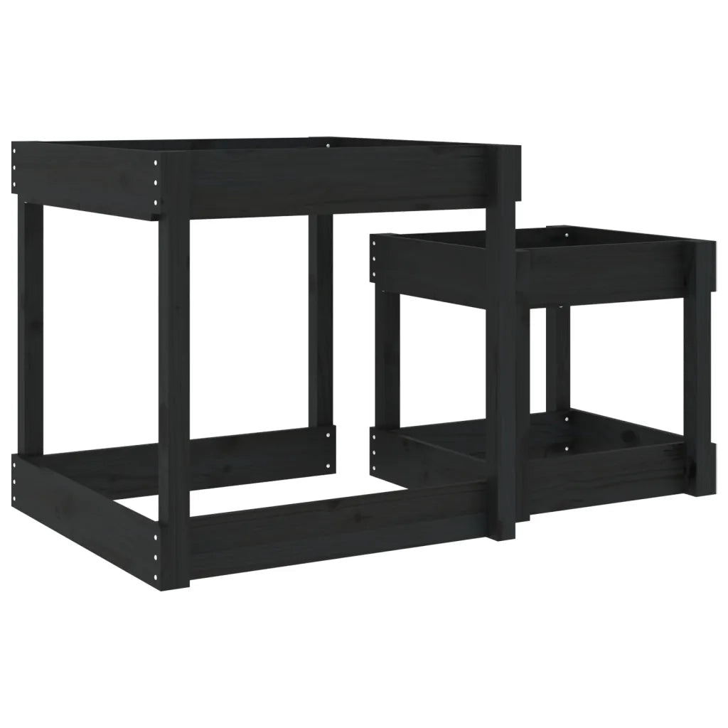 Tavoli Sabbiere 2 pz Neri in Legno Massello di Pino CFW3325396