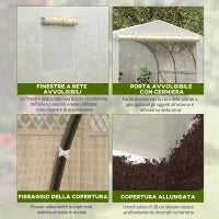 Serra a Tunnel per Giardino con 6 Finestre e Porta a Rullo, in Acciaio e PE, 3.5x3x2 m, Bianco