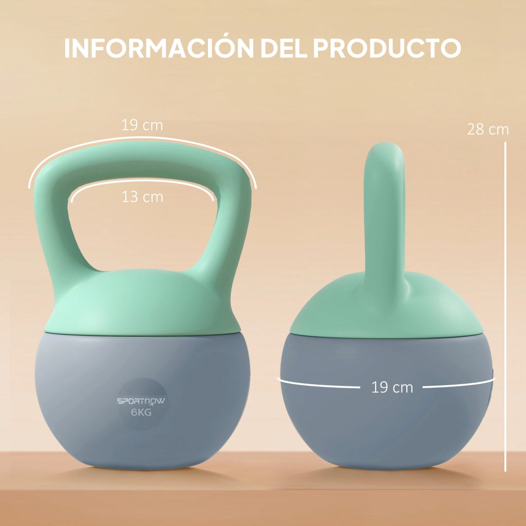 Kettlebell Pesa Rusa 6 kg ¨C zephmum ¨C 19x19x28 cm Verde e Grigio