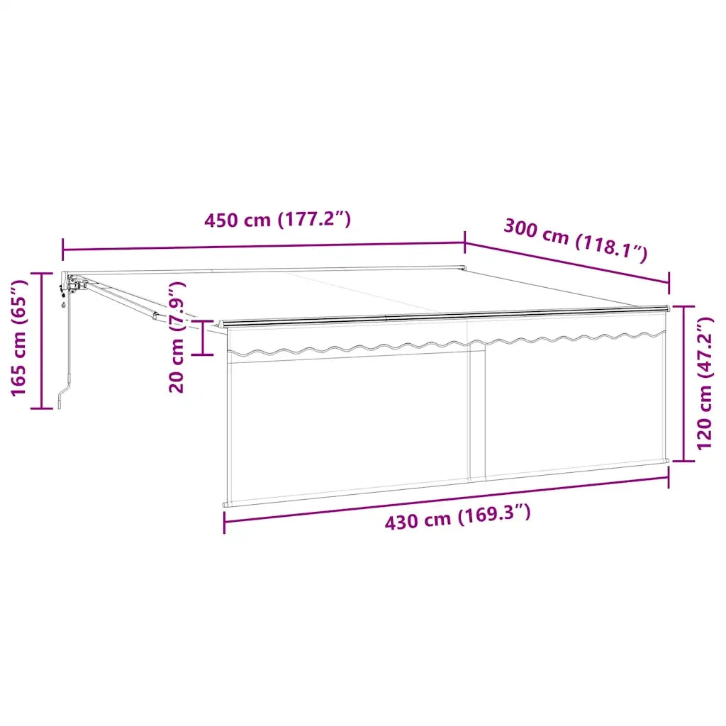 vidaXL Tenda Retrattile Antracite 450 × 300 cm Tessuto