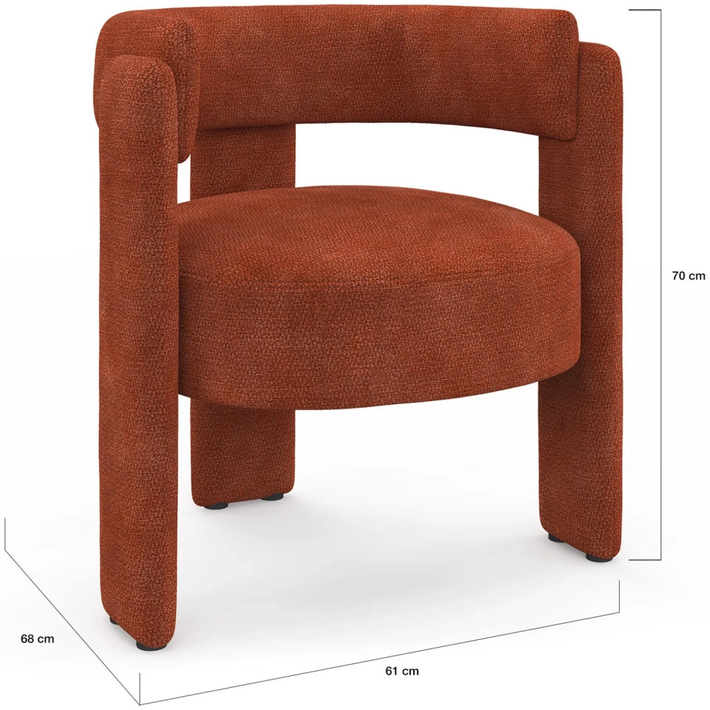 IDMarket - Poltrona treppiede GUSTAVE in tessuto ciniglia terracotta