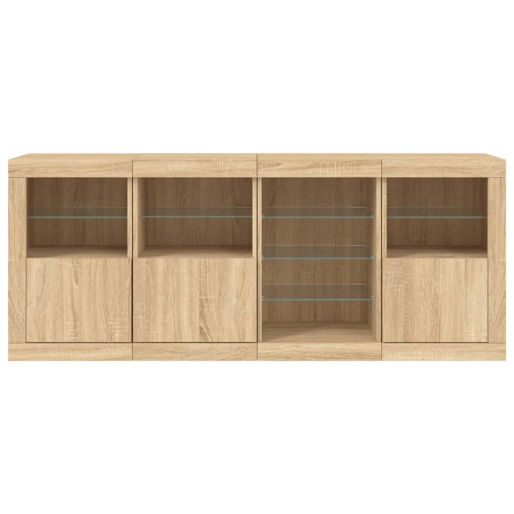 Buffet credenza cassettiera armadio mobile contenitore organizer per cucina soggiorno salotto con luci LED Sonoma 164 x 37 x 67 cm marrone 02_0029946