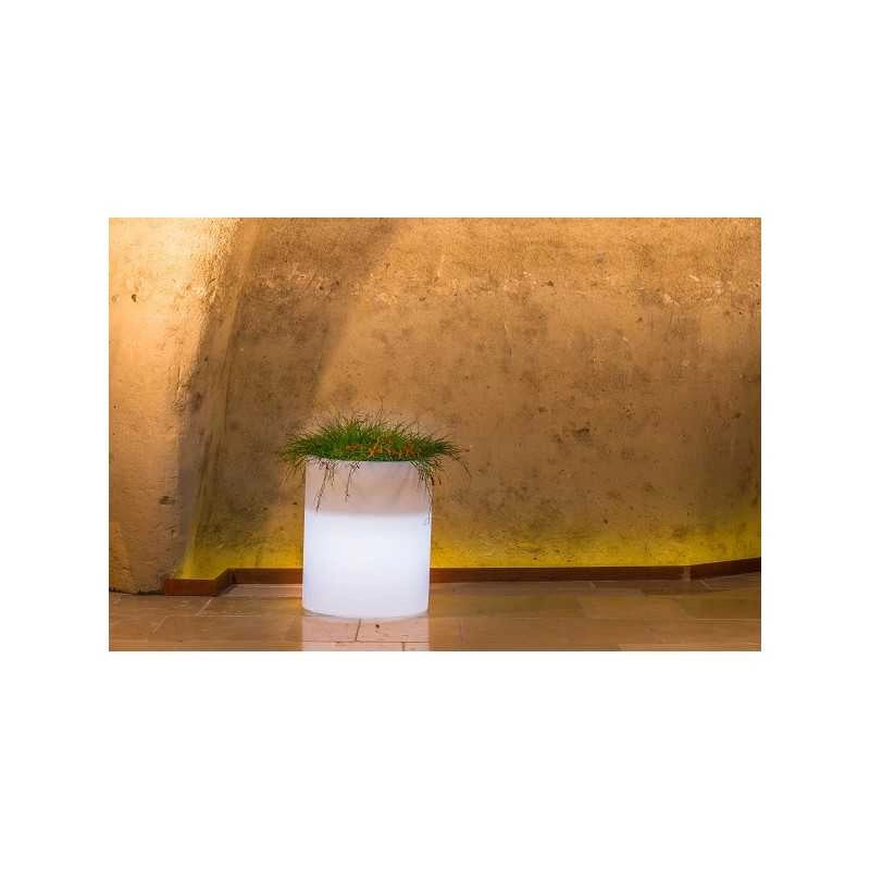 Vaso luminoso moderno di design Ø40 H50 in polimero resistente con LED bianco per interno ed esterno - Made in Italy - Monacis