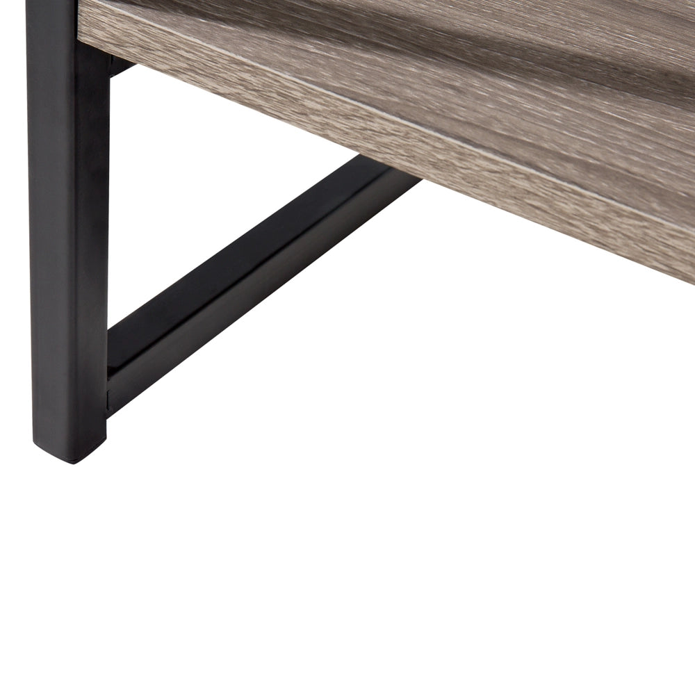 Mobile TV RTV in Legno Scuro con Metallo Nero 4 Ripiani Mobiletto Soggiorno Moderno Industriale