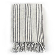 Copriletto in Cotone a Righe 160x210 cm Grigio e Bianco 245328