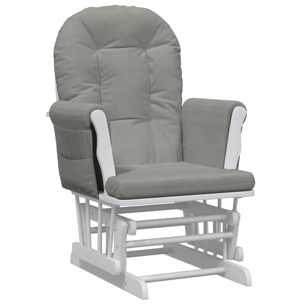 Poltrona Glider con Sgabello-Sedia a dondolo Grigio Chiaro in Tessuto 704825