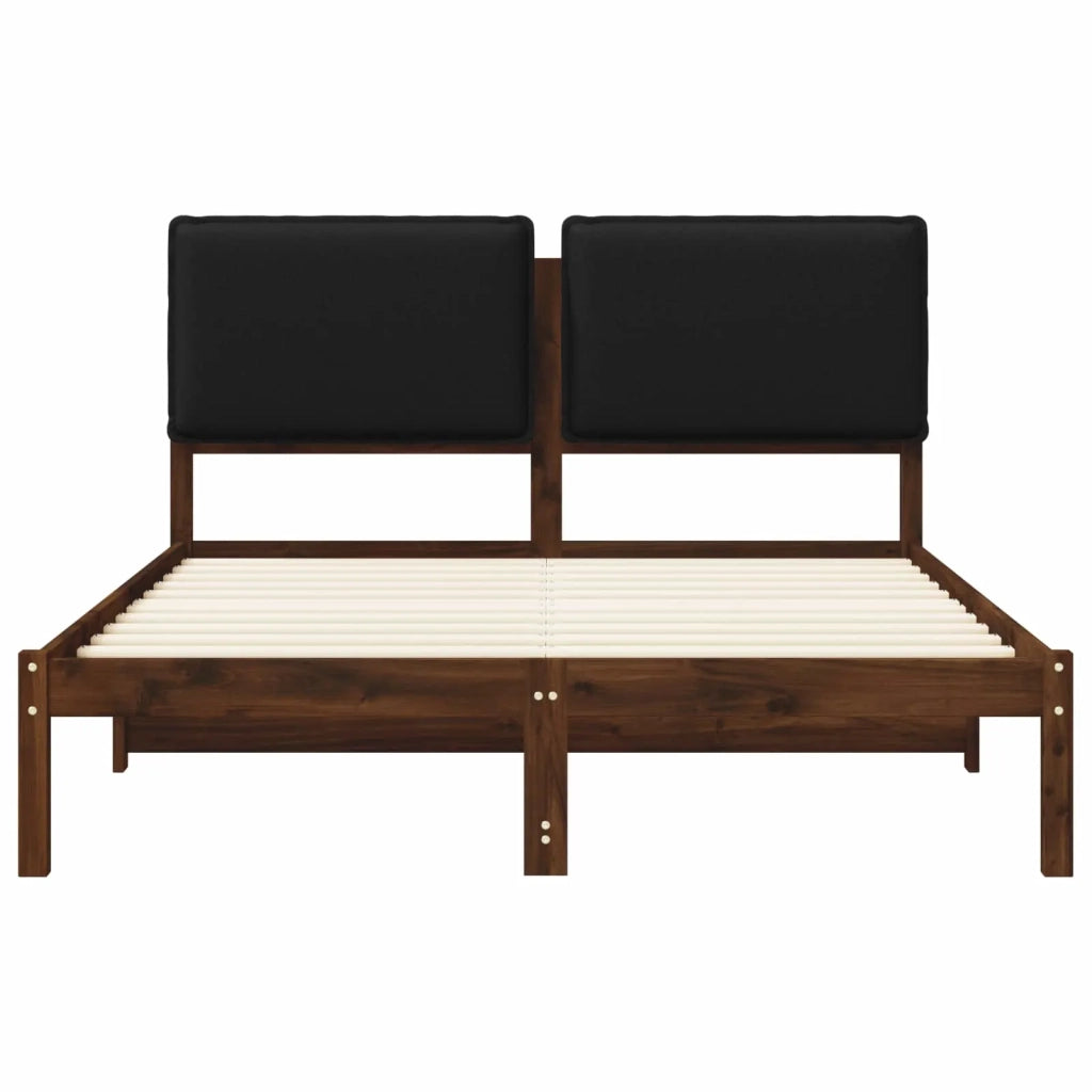 Letto con Testiera Rivestita Marrone scuro e Nero 135 x 190 cm 903918