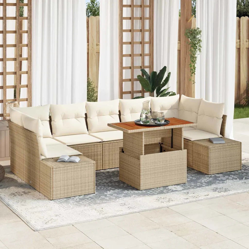 Set Divano da Giardino 8 pcs Beige Poly Rattan 3358668