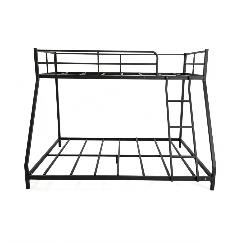 Letto a castello in metallo nero salvaspazio con 2 posti letto 200x140x137 cm