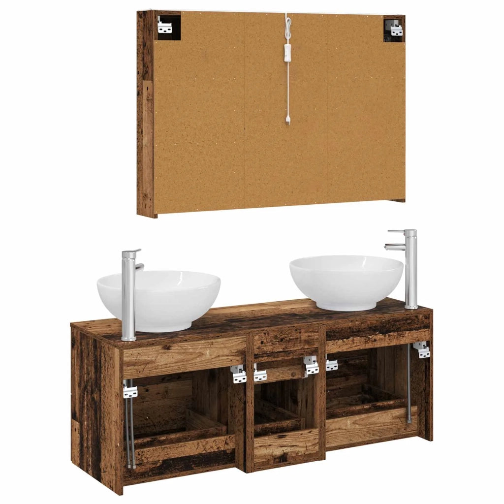 Set di mobili per il bagno 4 pcs Legno antico 3406989