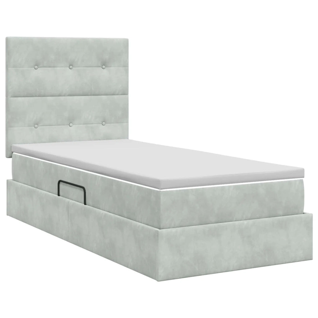 Letto con contenitore e materasso Grigio Chiaro 90 x 190 cm 3459657