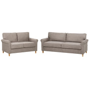 Set divano a 2 + 3 posti in tessuto marrone chiaro con struttura in legno molle insacchettate soggiorno