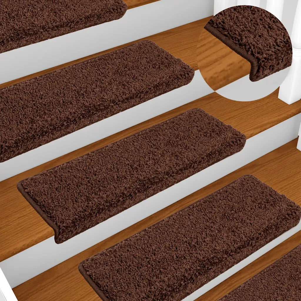 Tappetini per scale 20 pz | Gradini per Scale 65x21x4 cm Marrone Bordo rettangolare