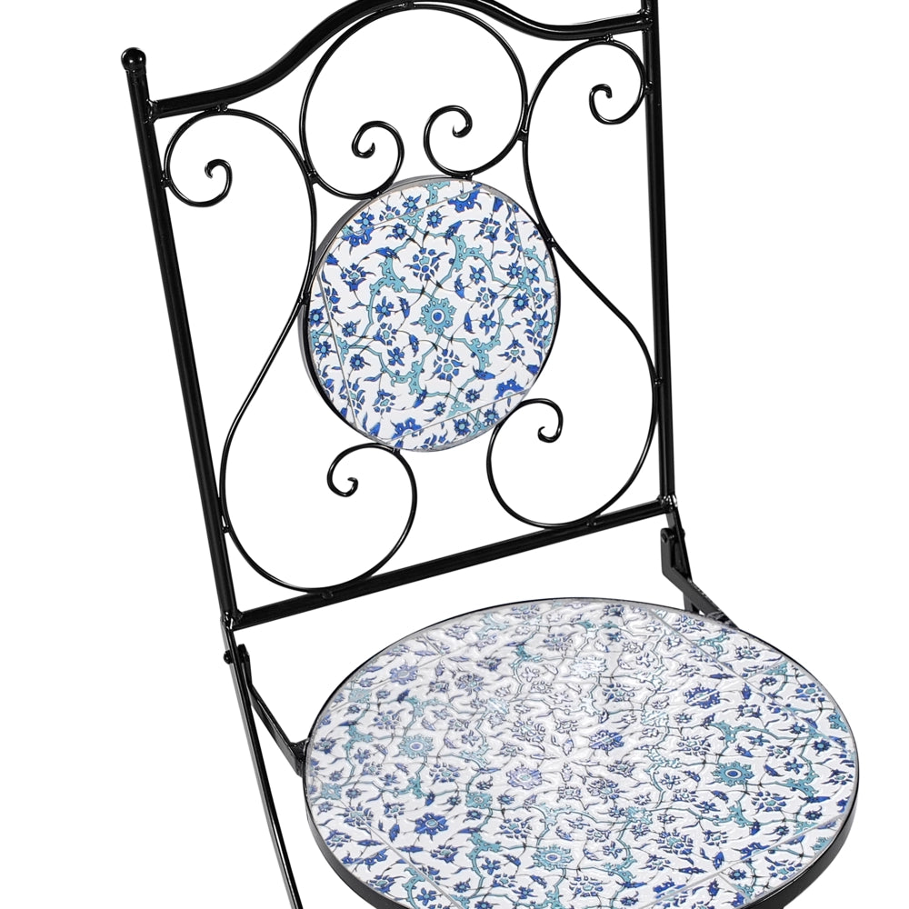 Set da bistrot da giardino in metallo nero con motivo a mosaico stile vintage