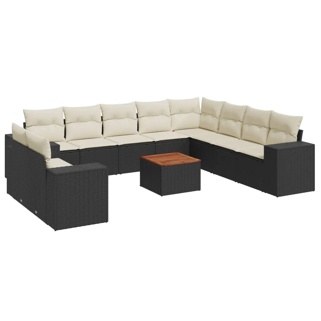 Set Divani da Giardino 11 pz con Cuscini in Polyrattan Nero 3257848