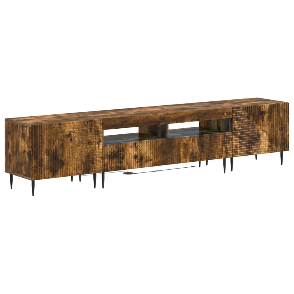 Mobile TV LED a 3 pezzi Rovere Fumo Legno ingegnerizzato 3416683