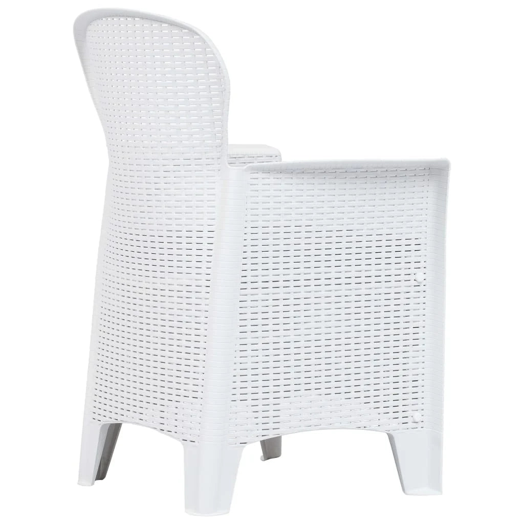 Set da pranzo da esterno 7 pezzi in plastica bianca effetto rattan 02_0014511