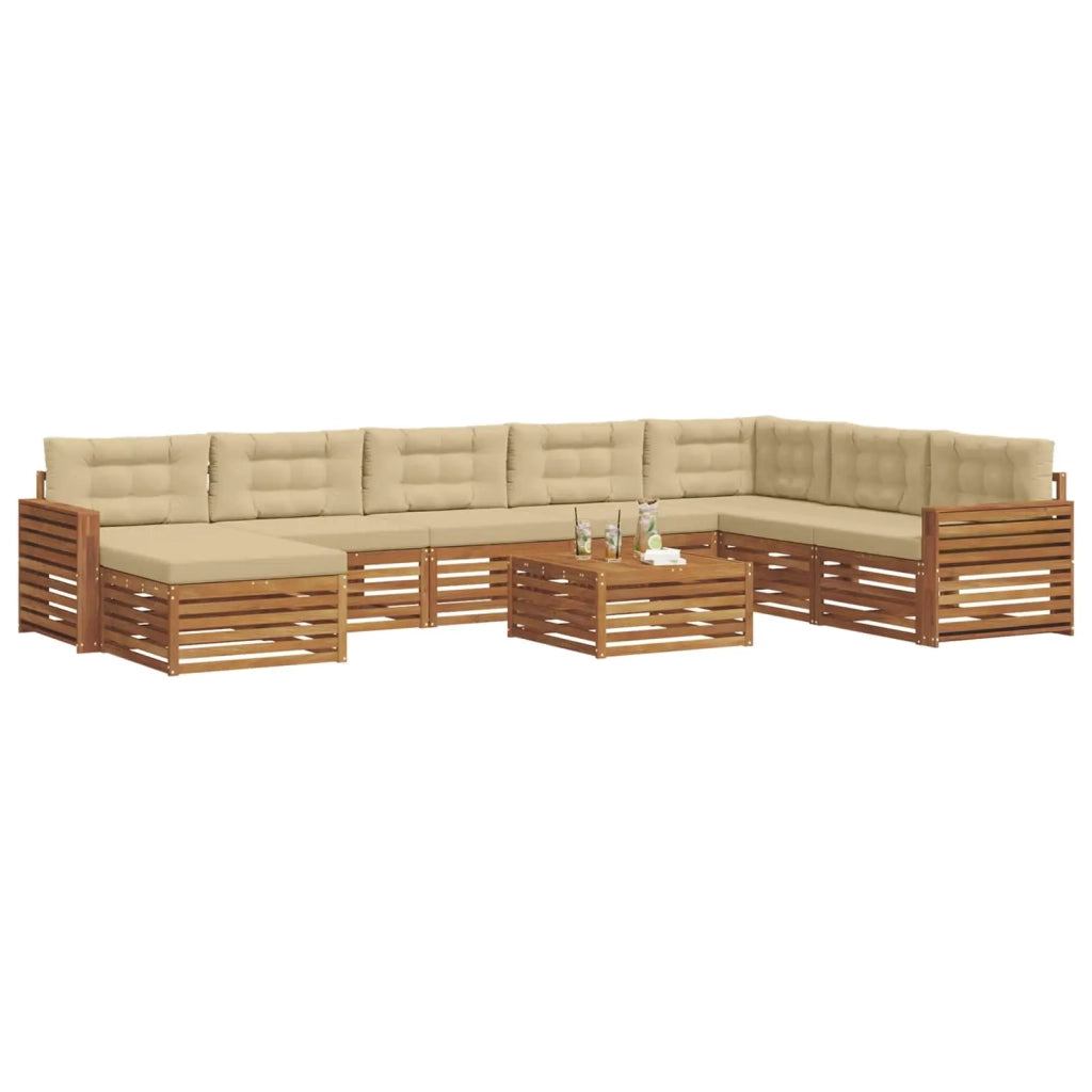 Set di divani da esterno con cuscino 9 pcs Naturale e Beige 3373988