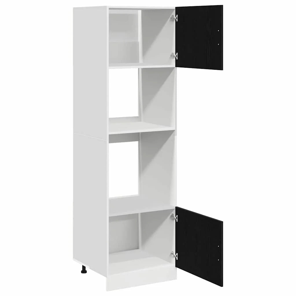 Mobile da cucina moderno da parete con ampio spazio di stoccaggio 60 x 57 x 207 cm legno ingegnerizzato nero 02_0055923