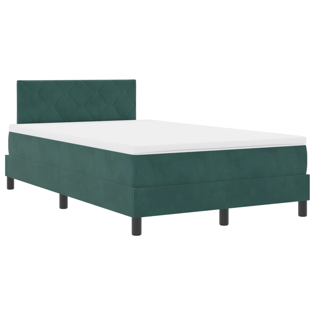 Letto Box Spring con Materasso Verde Scuro Piccolo Doppio Velluto
