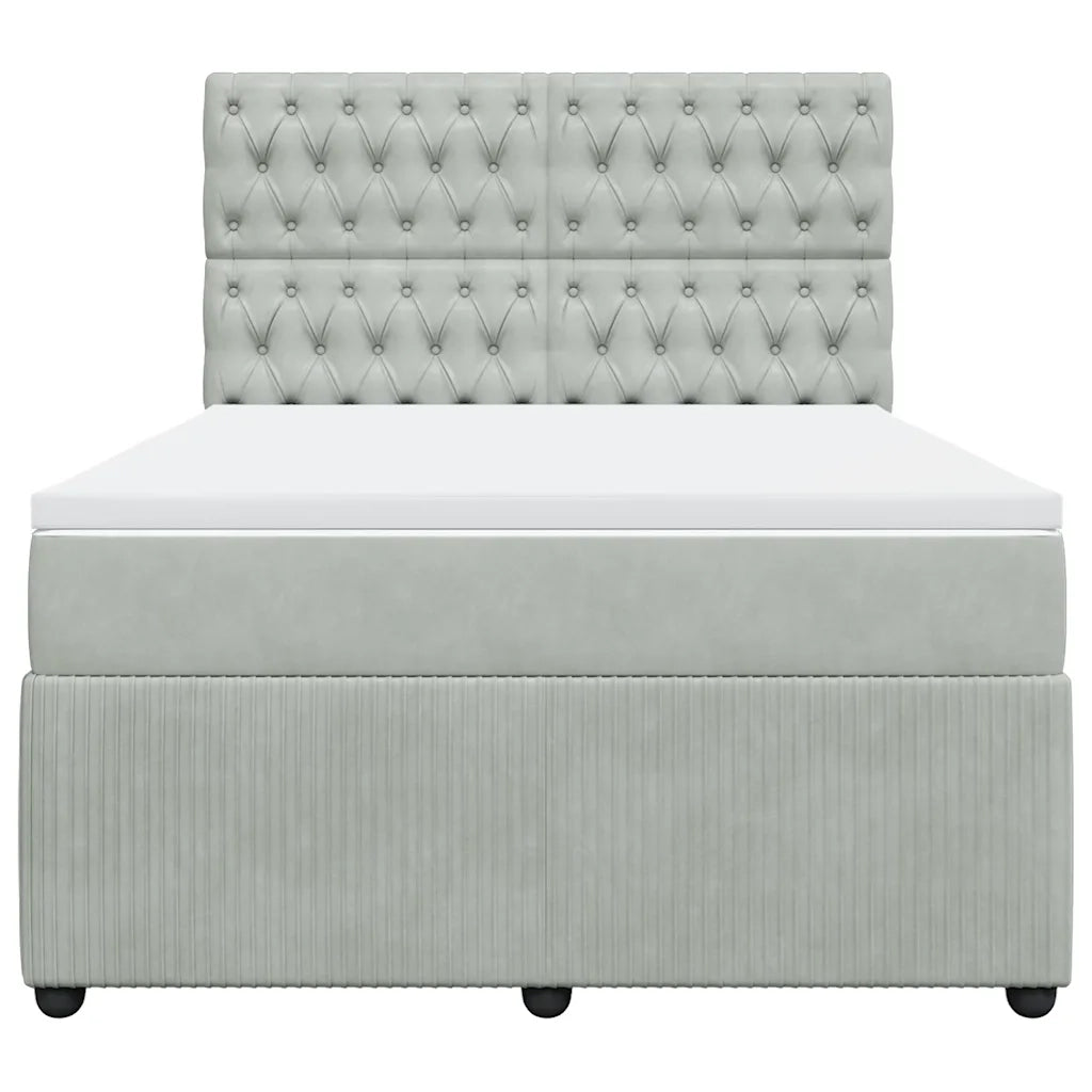 Giroletto a Molle con Materasso Grigio Chiaro 140x190cm Velluto