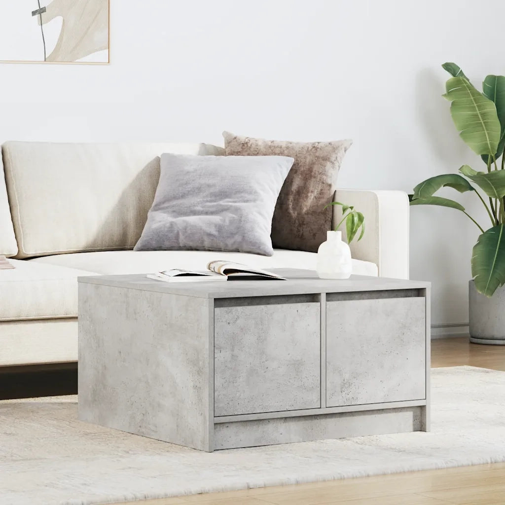 Tavolino da Salotto con Cassetti Grigio Cemento 70,5x70x40 cm