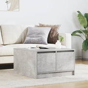 Tavolino da Salotto con Cassetti Grigio Cemento 70,5x70x40 cm