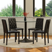 Tavolo da pranzo con 4 sedie in vetro temperato e metallo nero per sala da pranzo 85 cm