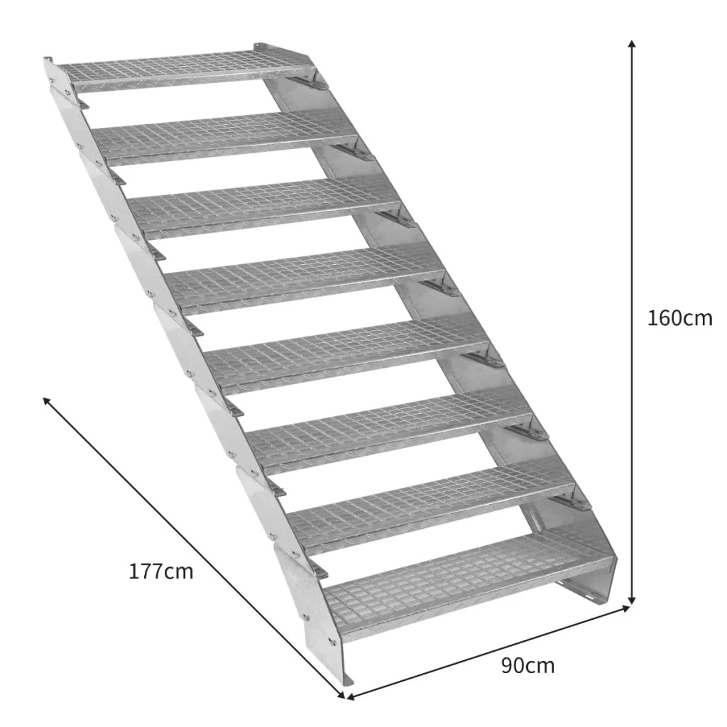 Scala metallica a 8 elementi ad altezza regolabile in acciaio zincato 90 cm / 900 mm