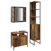 Set di mobili per il Bagno | Armadio da bagno con lo scaffale 3 pz Legno vecchio