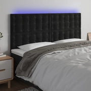 Testiera a LED-Testata con LED Nera 160x5x118/128 cm in Velluto 922763