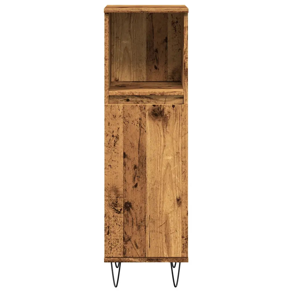 Mobiletto da bagno vintage pratico contenitore 30 x 30 x 100 cm finitura opaca in legno anticato 02_0051088