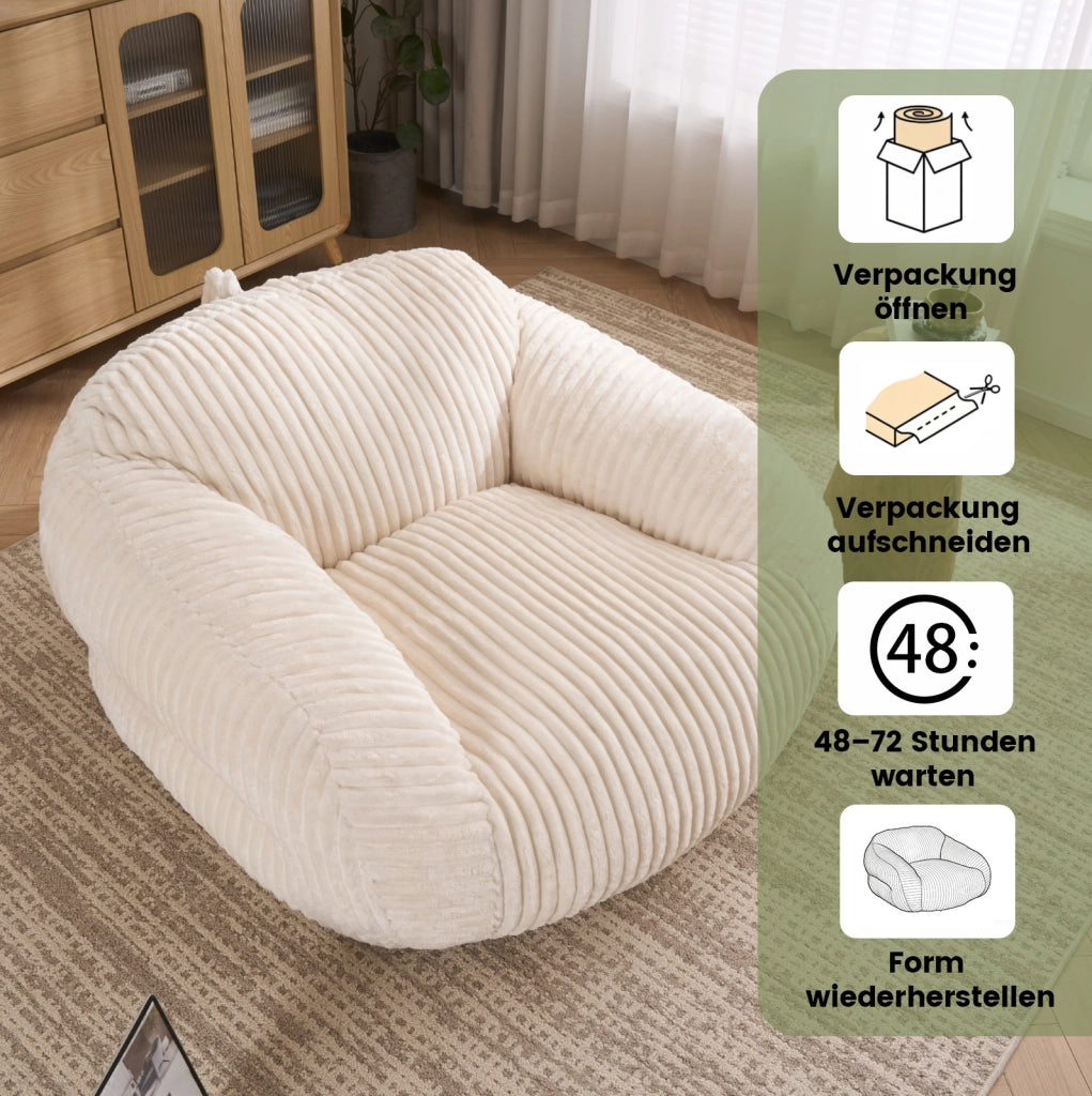 Sitzsack in velluto a coste beige; imbottito; senza montaggio